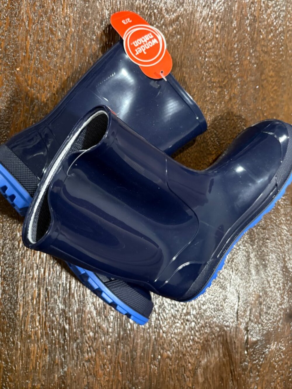 Kid's Boys Wonder Nation Navy Blue Rain Boots sz 2/3 2 3 Waterproof NEW NEW - Picture 1 of 4